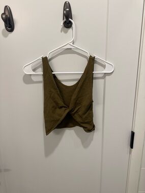 Olive Twist-Front Crop Tank Top - Women